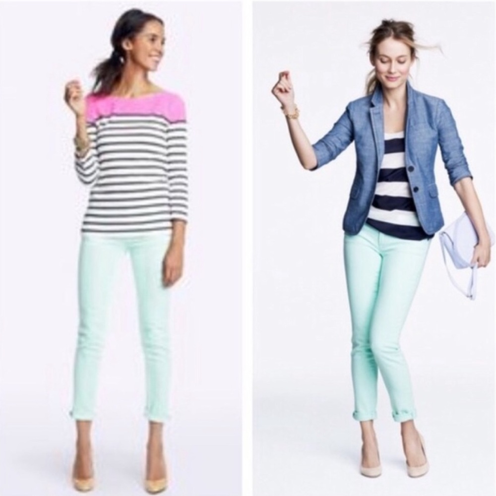 EUC J. Crew Mint Toothpick Ankle Cropped Jeans 28